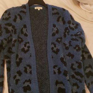 Blue leopard duster cardigan